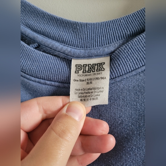 Victoria's Secret PINK Dusty Blue Crewneck Sweatshirt One Size - Picture 3 of 6